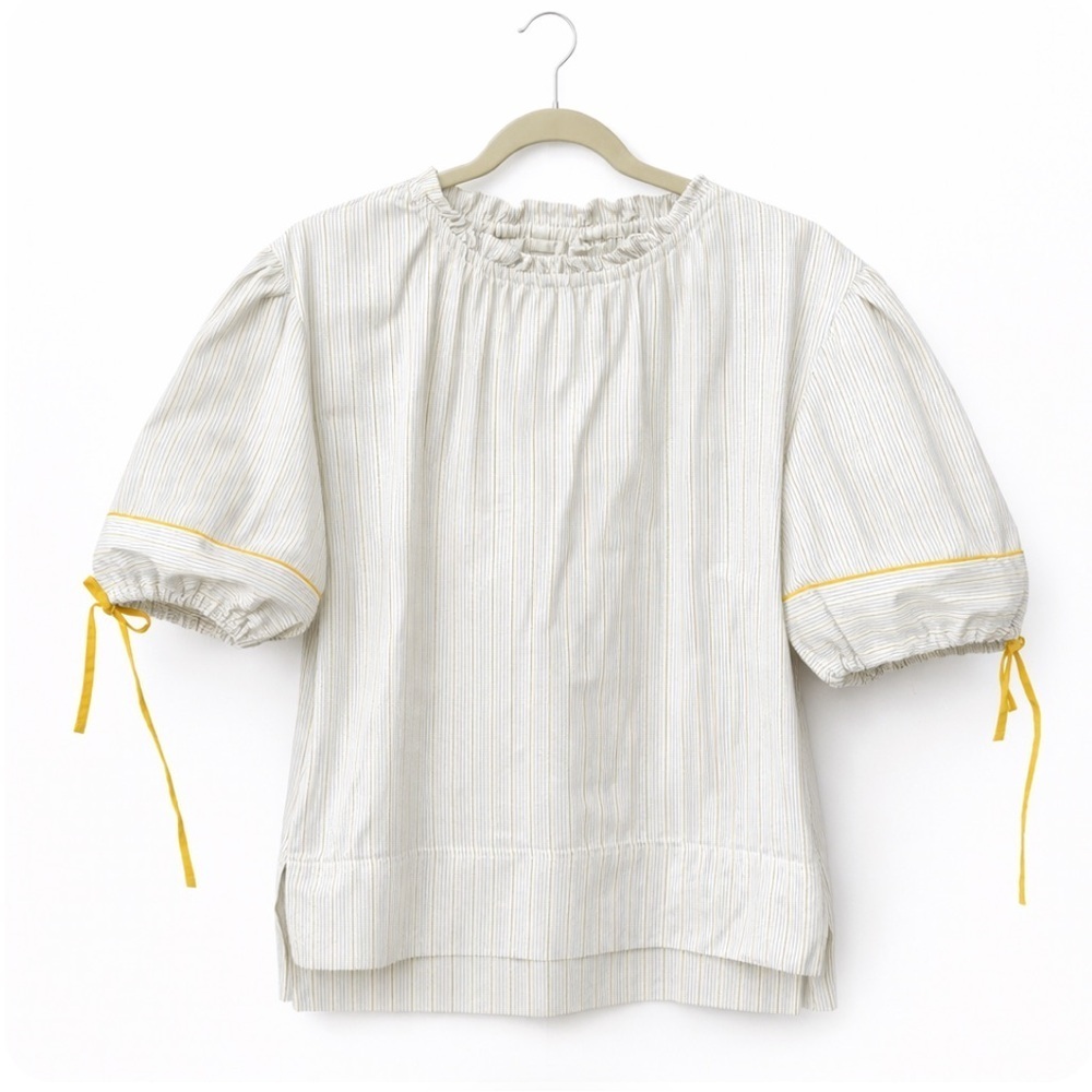 MOON J moonj Blouse Top Shirt puff sleeve boho cottagecore size 10 cotton